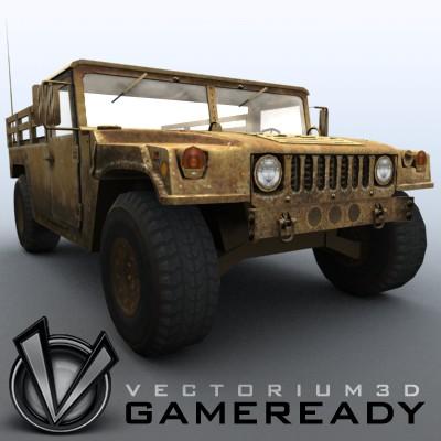 3D Model of Low poly model of HUMVEE with one 1024x1024 diffusion/opacity TGA texture - 3D Render 4
